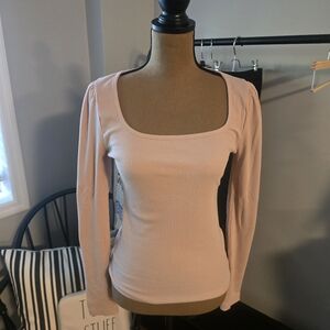 J Crew Ribbed Stretch Cotton Square Neck Top